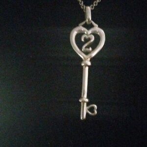 Vintage Sterling Silver Jane Seymour Open Heart...Key To My Heart Necklace